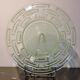 Circular dish signed Daum Nancy in molded glass with frosted geometric decoration, 20th century