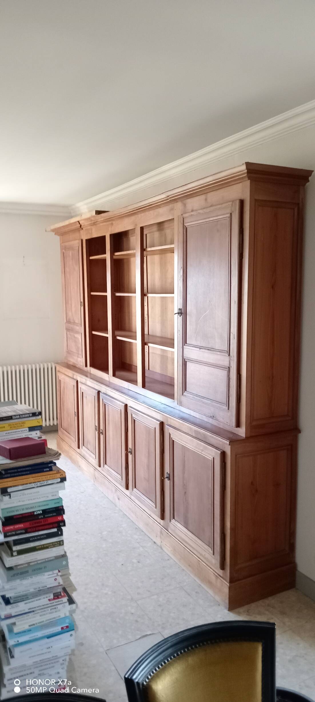 Library in solid cherry wood, Louis Philippe style.