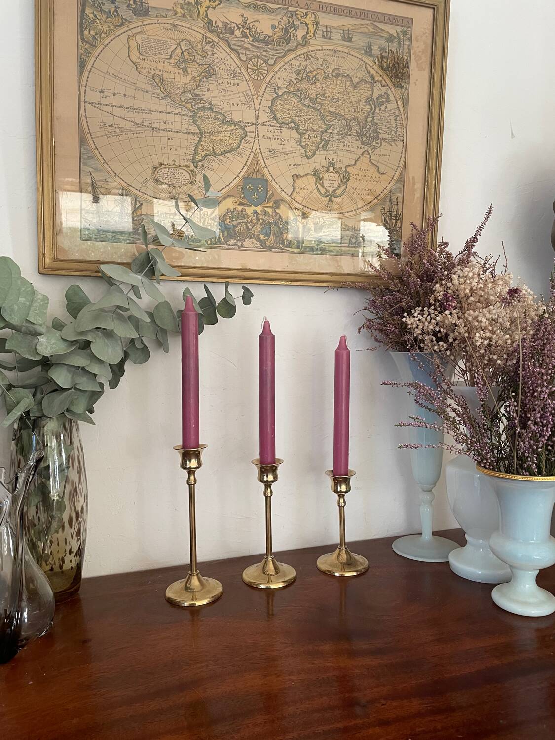 Bougeoirs scandinaves en laiton vintage