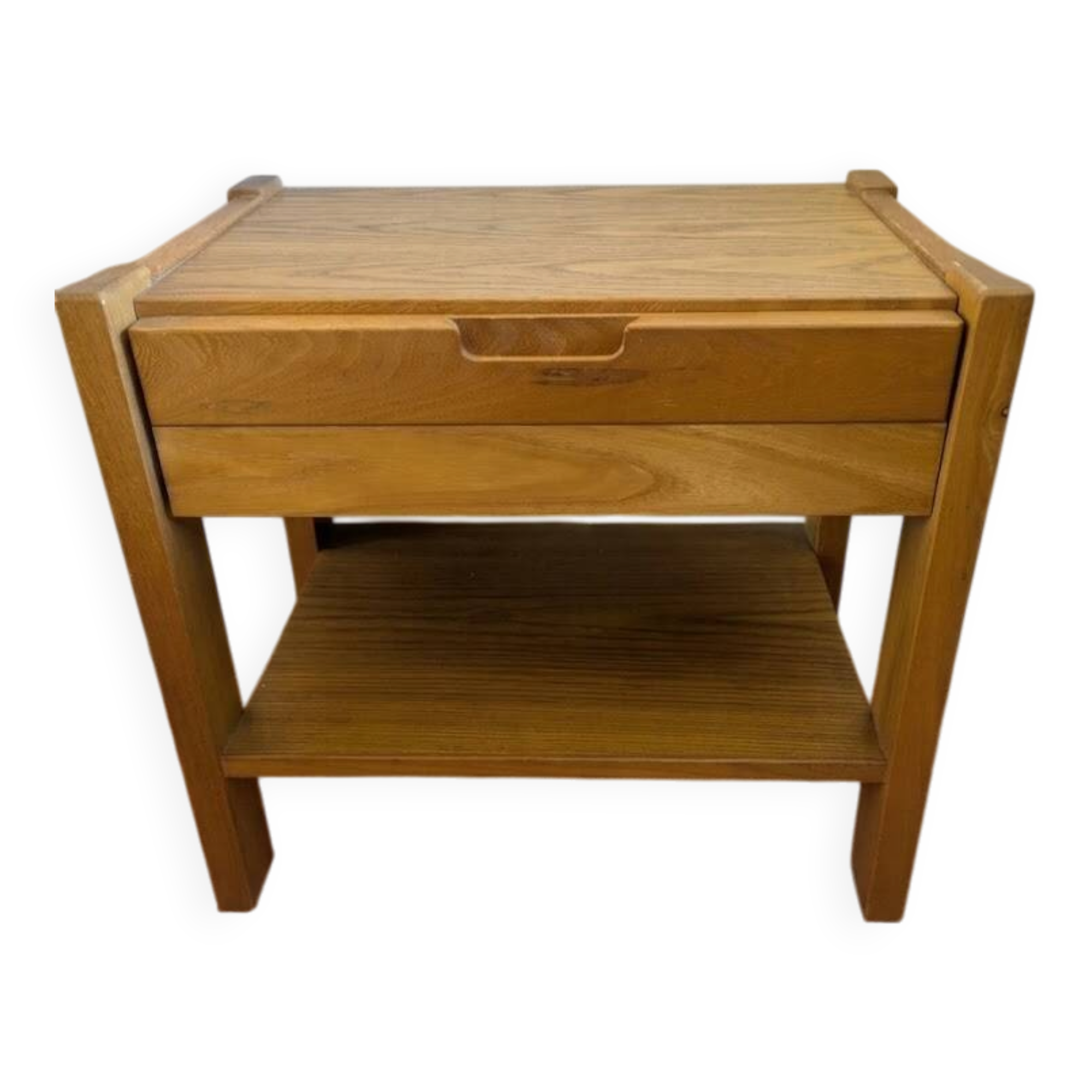 Pair of bedside tables in solid elm attributed to SIMAT, years