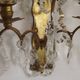 Pair of French Double Brass & Glass Wall Lights Adorned With Crystals