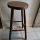 Patinated wooden bar top stool round seat