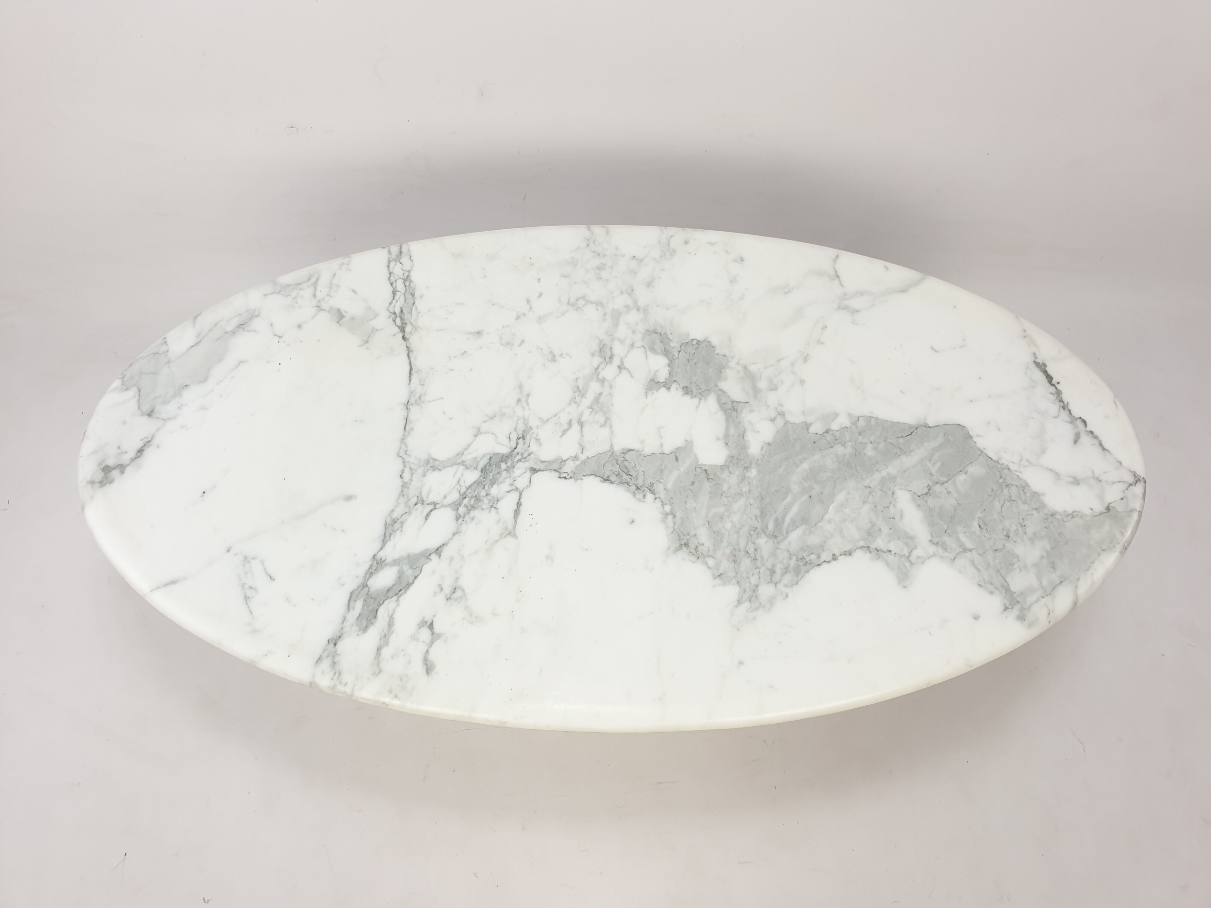 Mid-century italian marble oval coffee table, 1980s