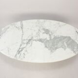 Mid-century italian marble oval coffee table, 1980s