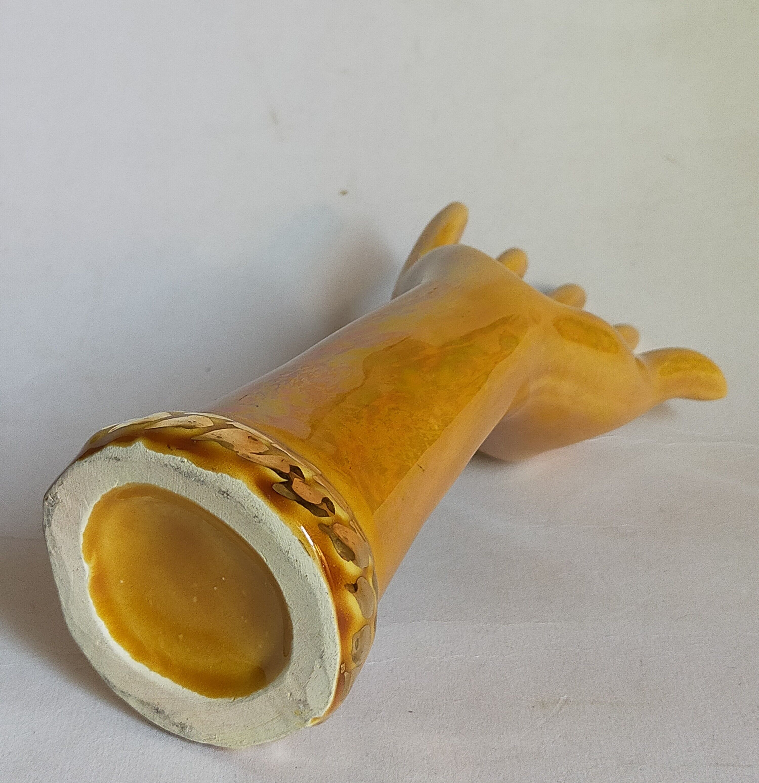 Soliflore baguier hand ceramic iridescent 50s