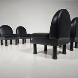 Black leather loungers , 1980.