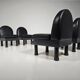 Black leather loungers , 1980.
