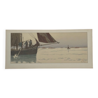 Lithograph by Henri Rivière The Enchantment of the Hours - The Calm Flat