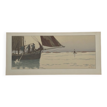 Lithograph by Henri Rivière The Enchantment of the Hours - The Calm Flat