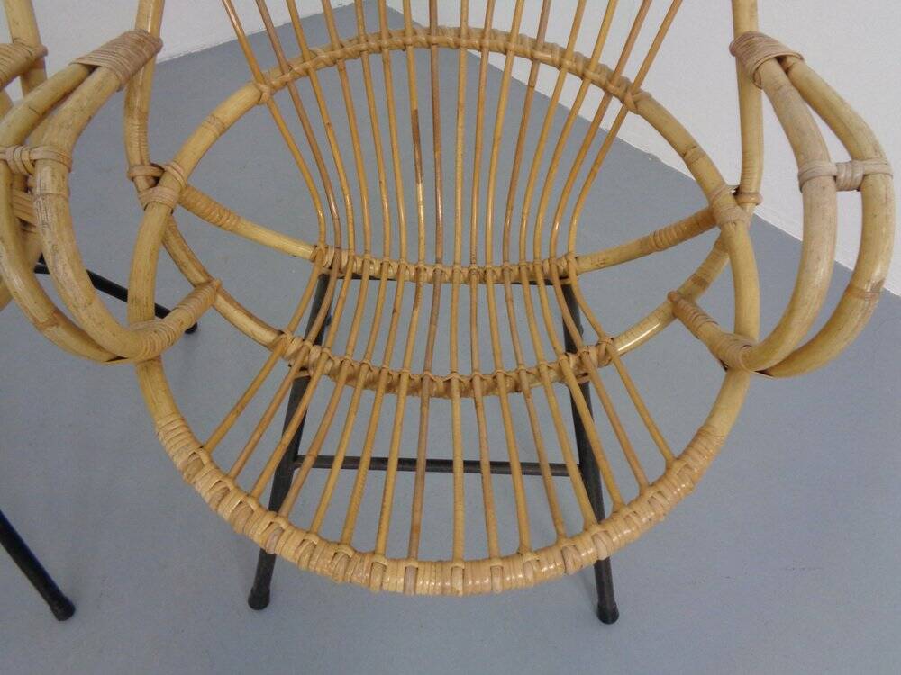 Set of Dutch Mid-Century Bamboo Chairs by Rohé Noordwolde, 1950s