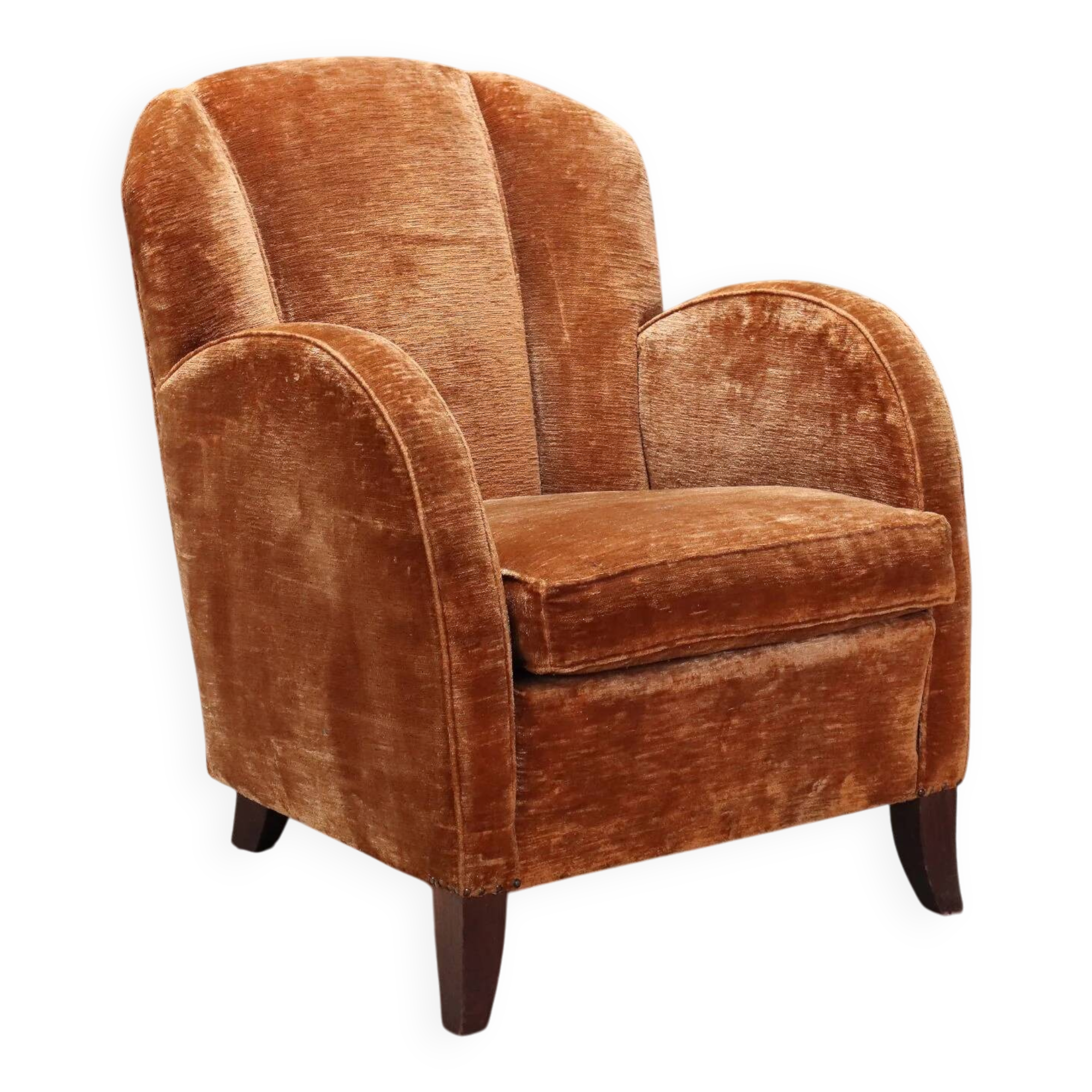 Vintage velvet armchair design Italy 1940s-1950s