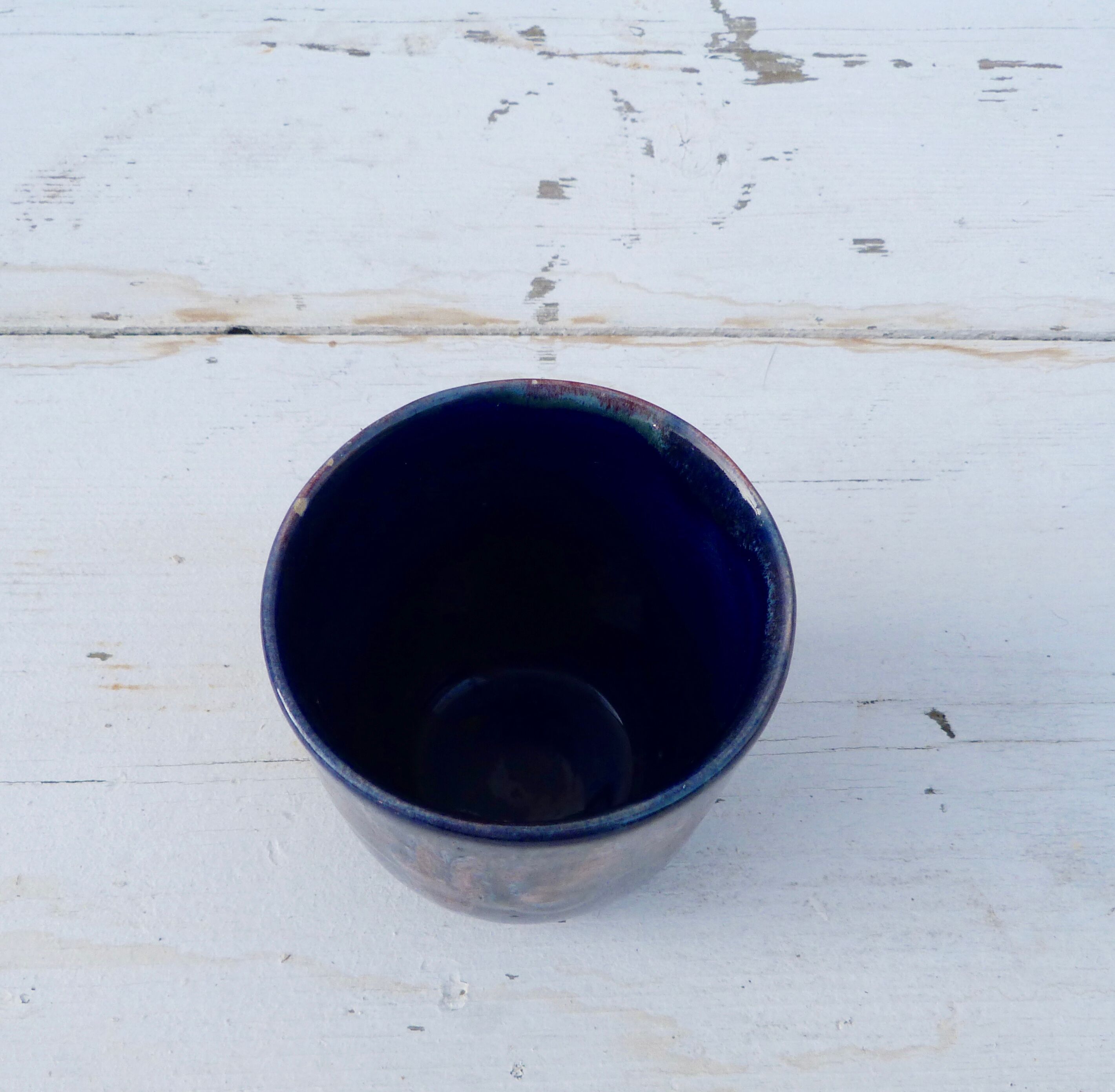 Enamelled dripping Blue ceramic mug