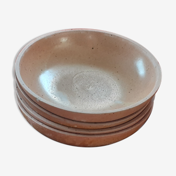 4 beige sandstone bowls