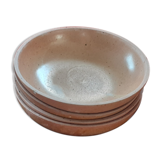 4 beige sandstone bowls