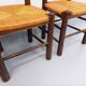 Set of 4 vintage brutalist chairs by Georges Robert in wood and straw.