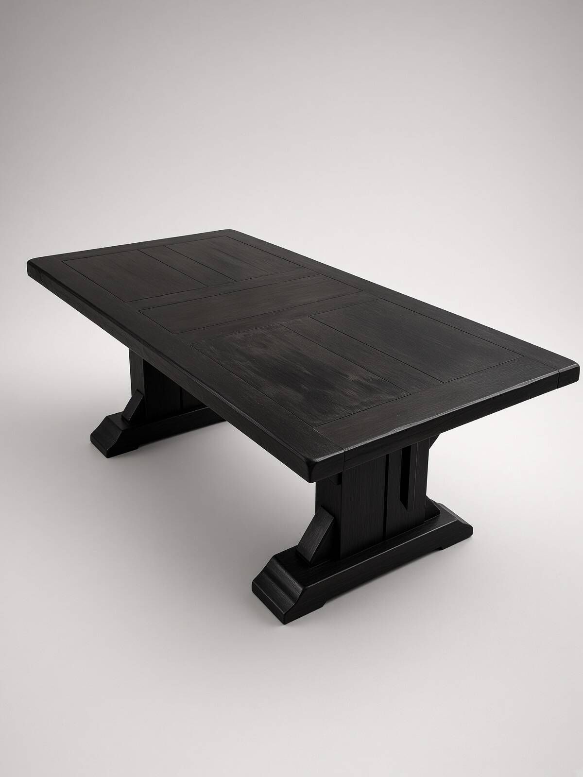 Wooden table with a black patina and two extensions – 180 to 260 cm