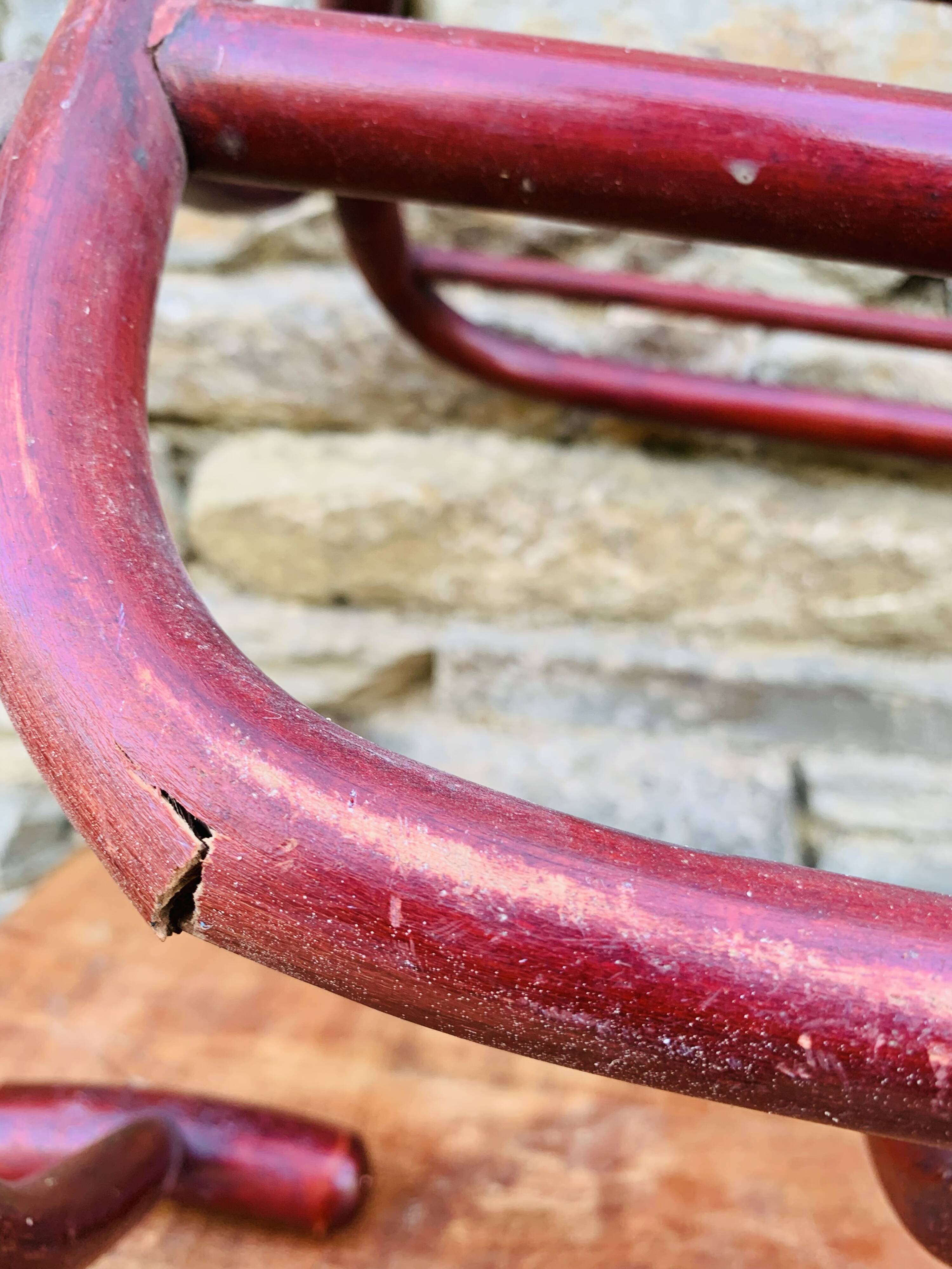 Antique curved wooden wall coat rack