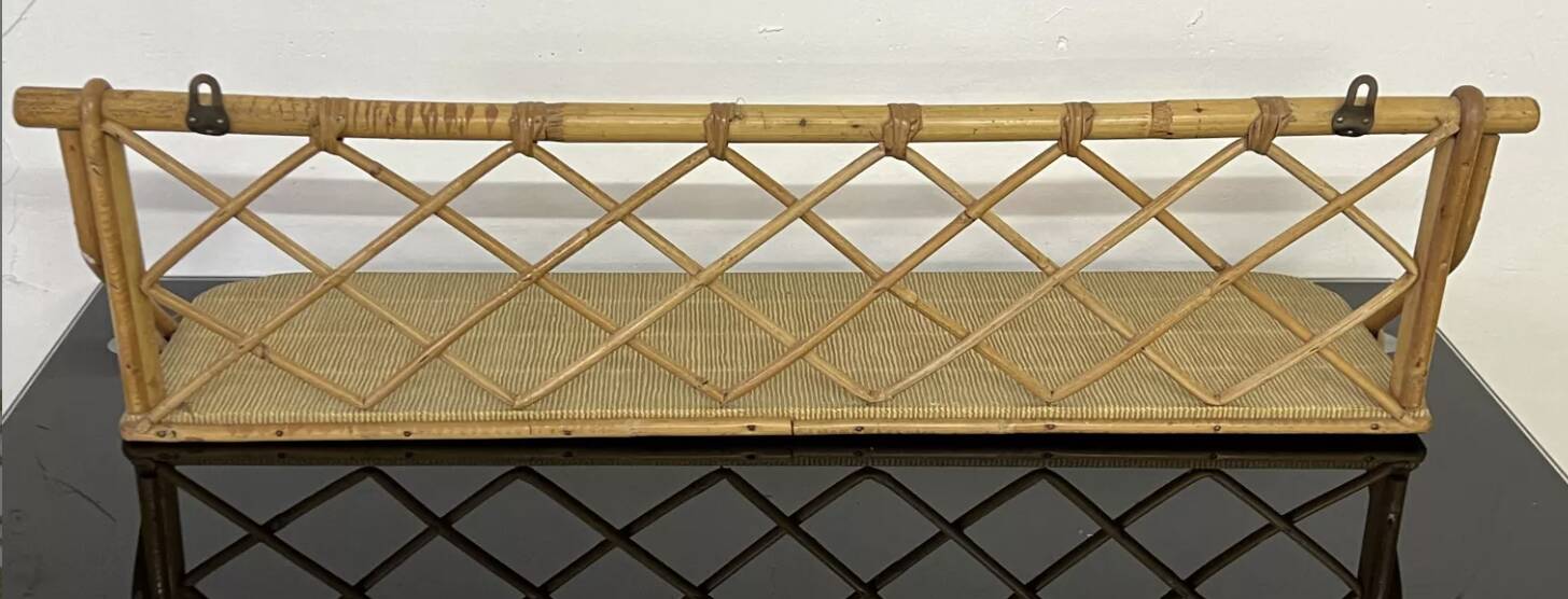 Vintage rattan wall shelf