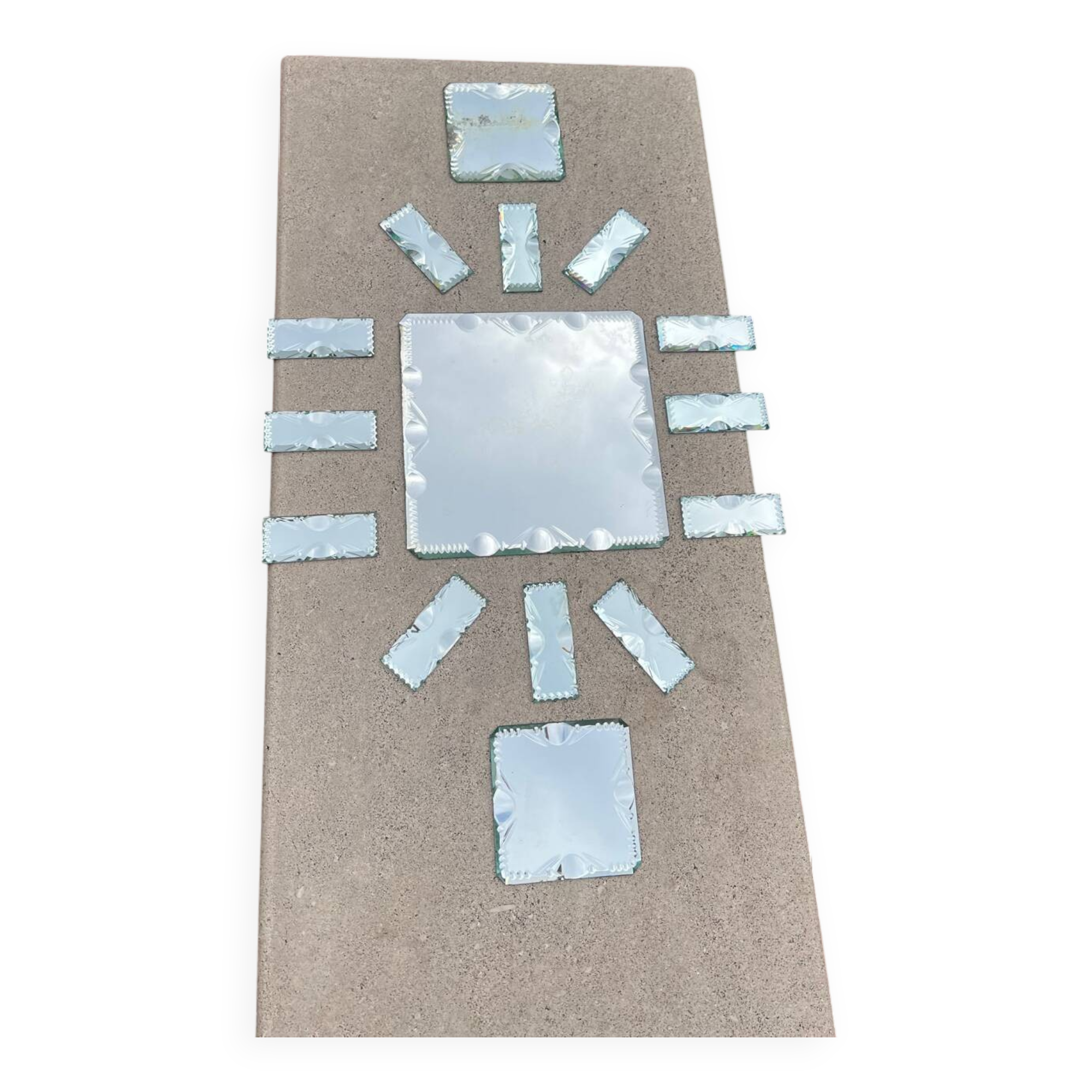 Beveled mirror glass - knife holders bottle coasters