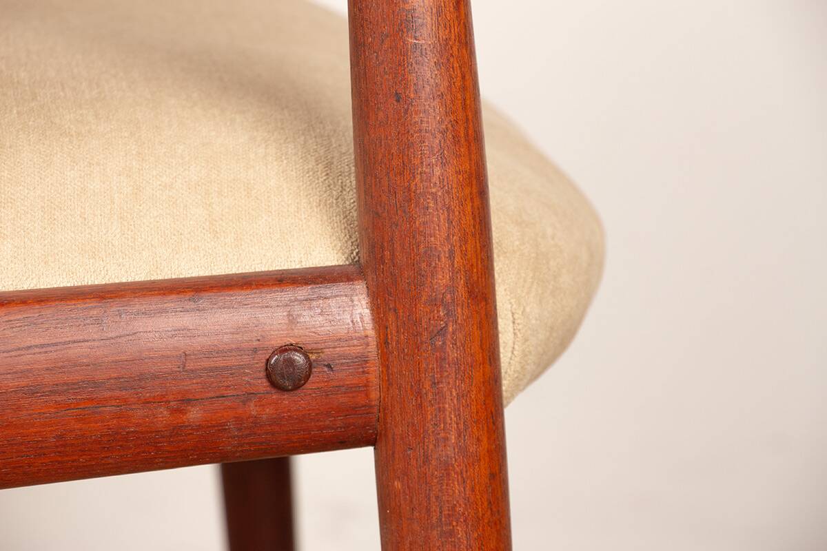 2 Scandinavian armchairs in teak and fabric, new Tyrol model, Gerhard Berg.