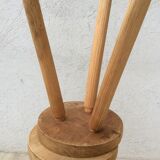 Pair of tripod stools raw wood