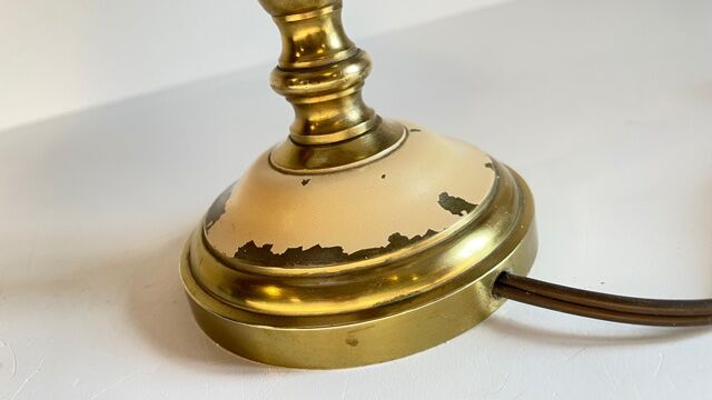 Solid brass lamp and fabric, 60s