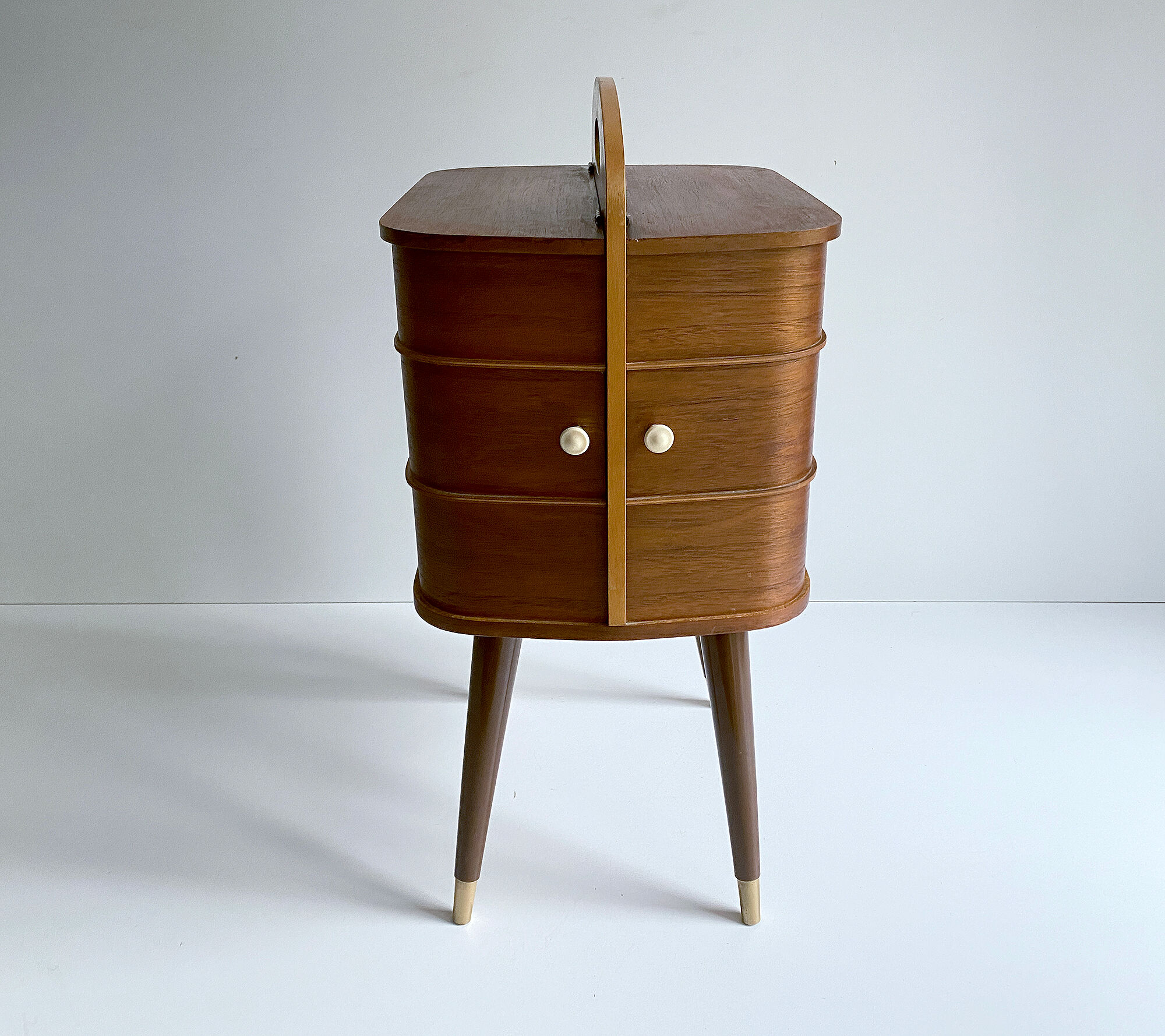 60s Portable Scandinavian Seamstress Worker, Wood