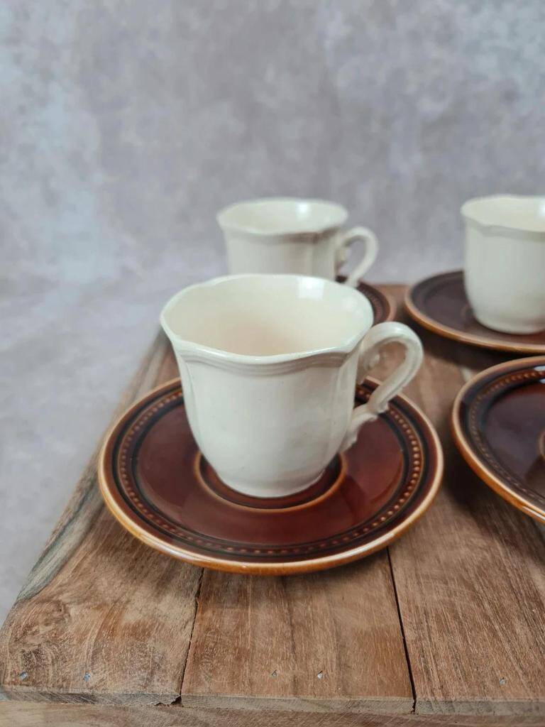 Set of 6 vintage cups and saucers – Saint-Amand & Sarguemines
