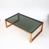 Teak coffee table with smoked glass top