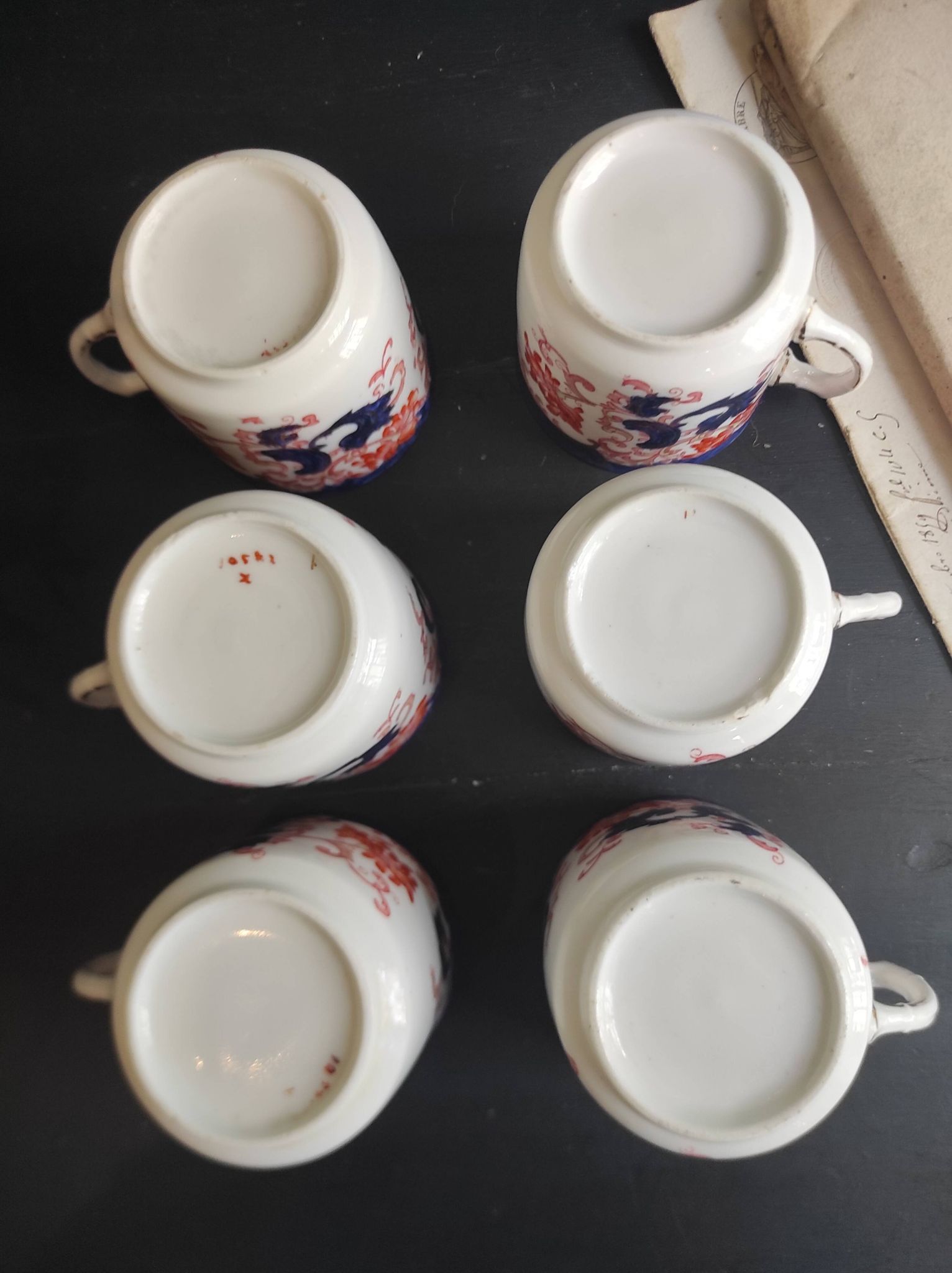 Antique Adderley & Co Lisbon pattern bon china set of 6 tea cups