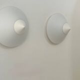 Pair of vintage Limburg wall lights, metal and opaline, Germany 1970