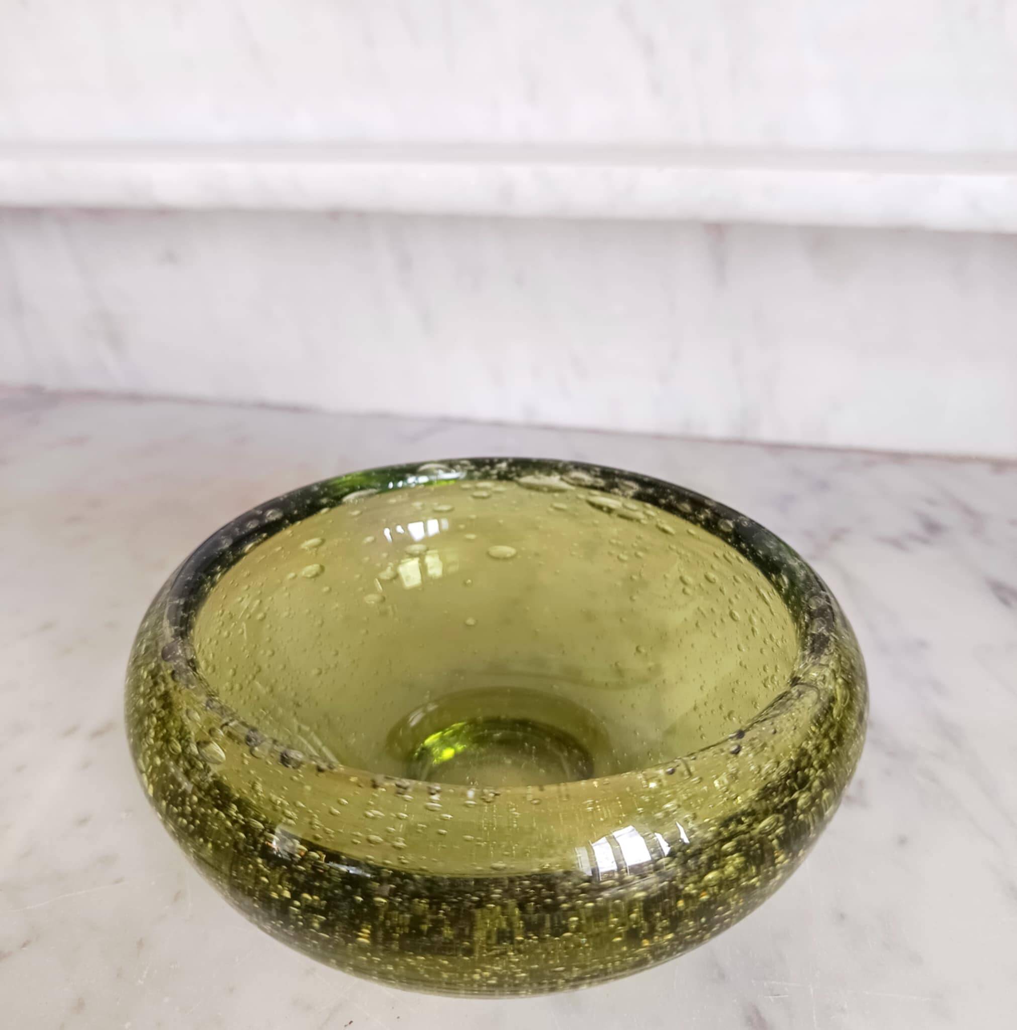 Cendrier en verre bullé