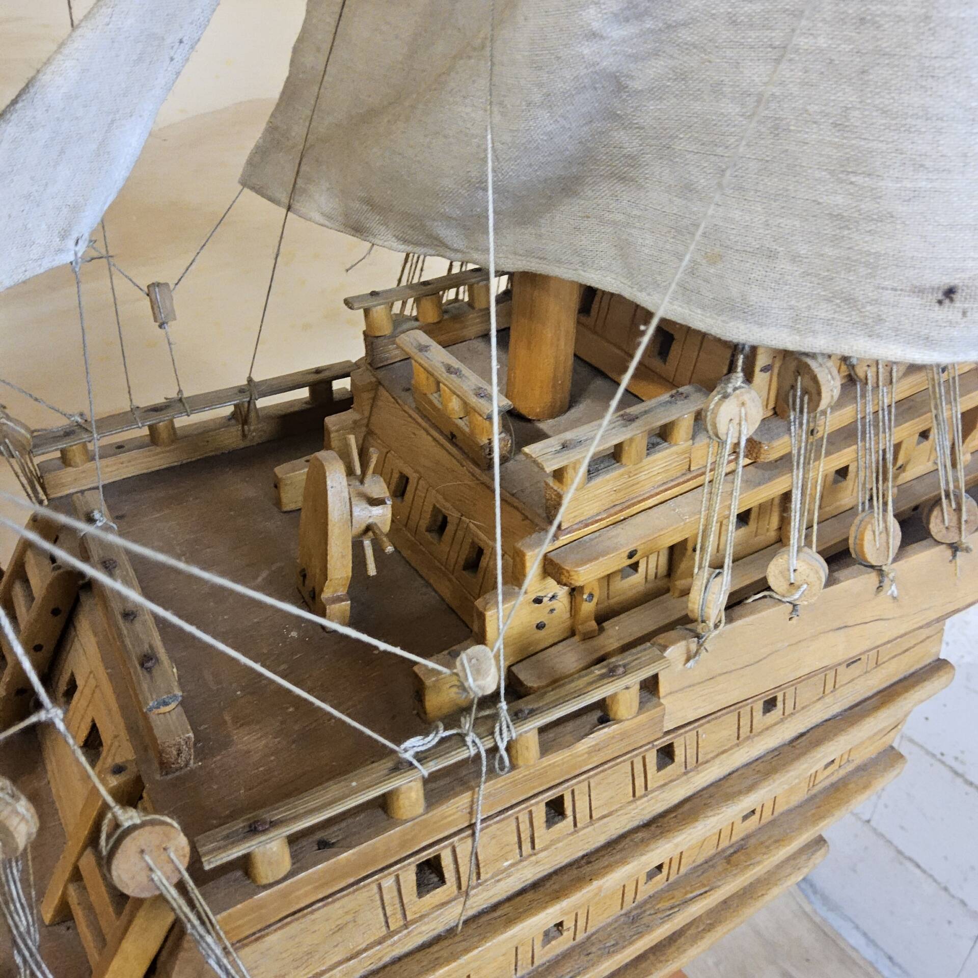 Unique V.O.C model ship from tree trunk (fully handmade)