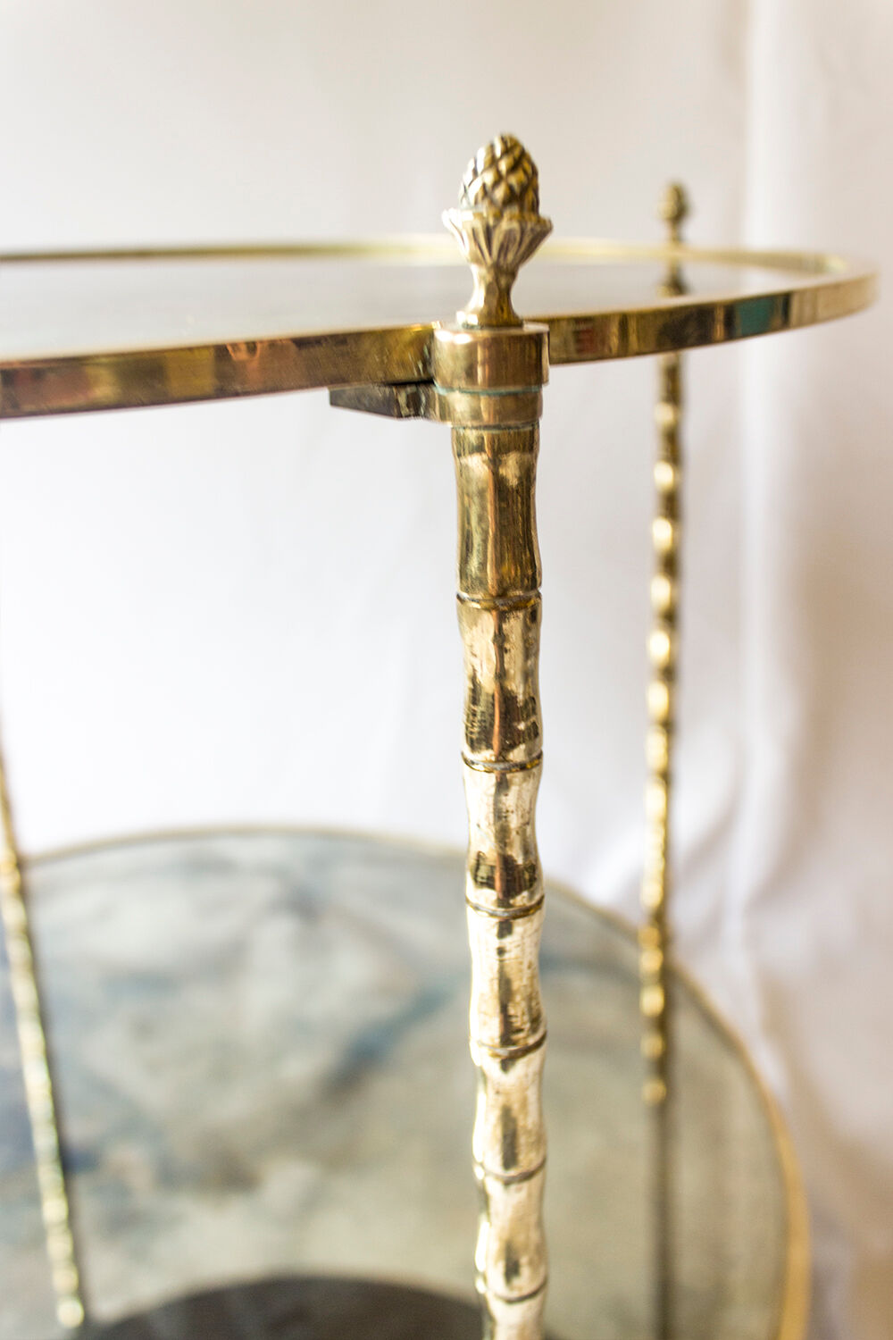 Side table, brass and smoked glass