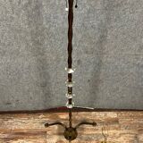 Pied de lampadaire vintage en fer, verre et laiton doré vers 1950