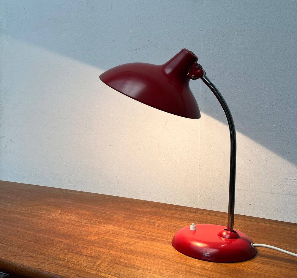 Red German table lamp mid-century 6786 by Christian Dell for Kaiser Idell, 1960s