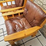 Pair of leather armchairs 1980