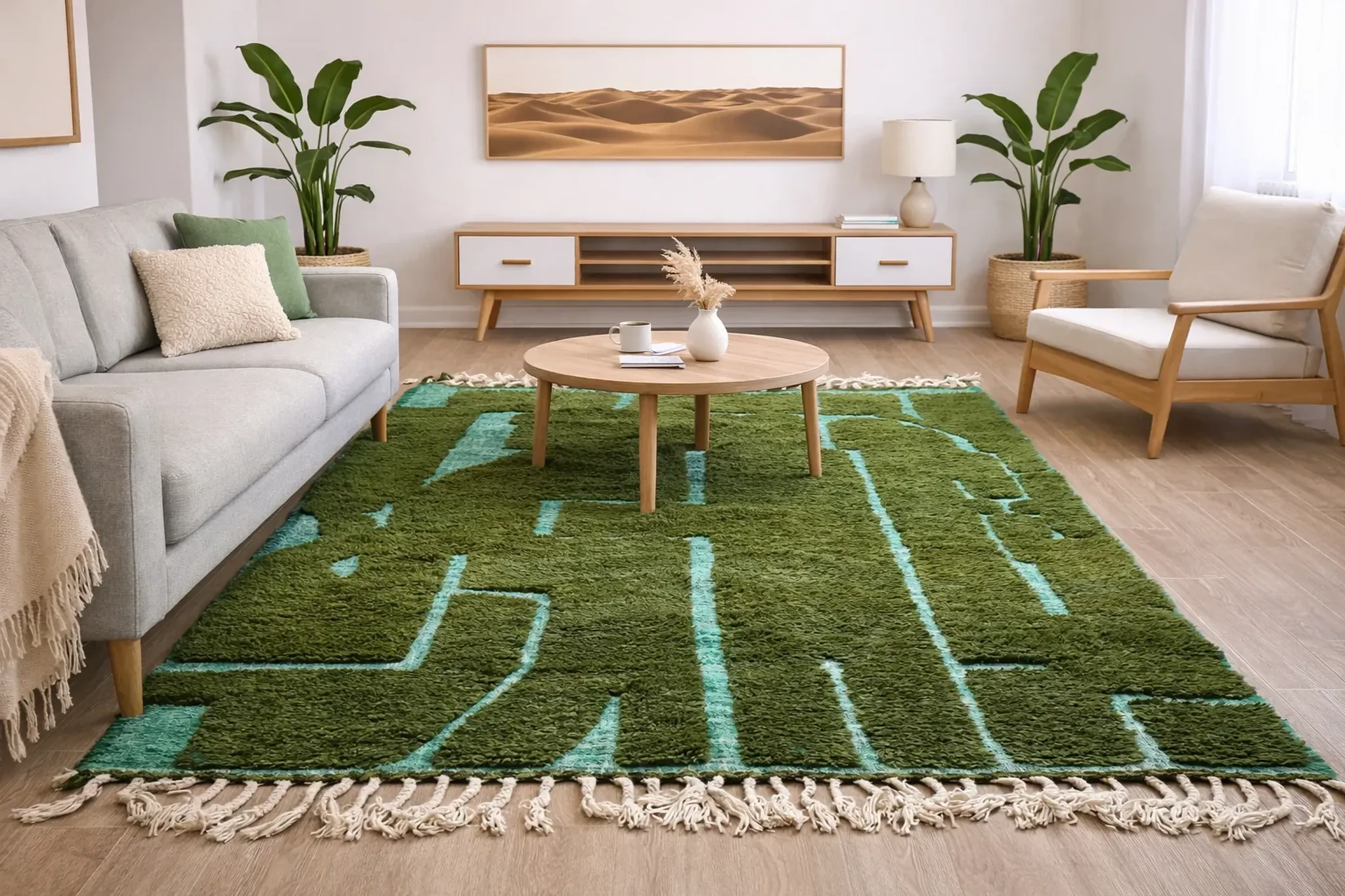 Thick Berber rug in wool – Abstract forest