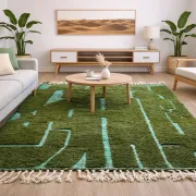 Thick Berber rug in wool – Abstract forest