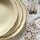 Lot de 3 plats de service Digoin Sarreguemines faïence ancienne couleur beige et dorure ACC-7259