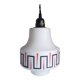 Vintage opaline glass pendant light, red and black geometric patterns, 1960s