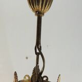 Antique crystal pendant chandelier – vintage Empire style – bronze