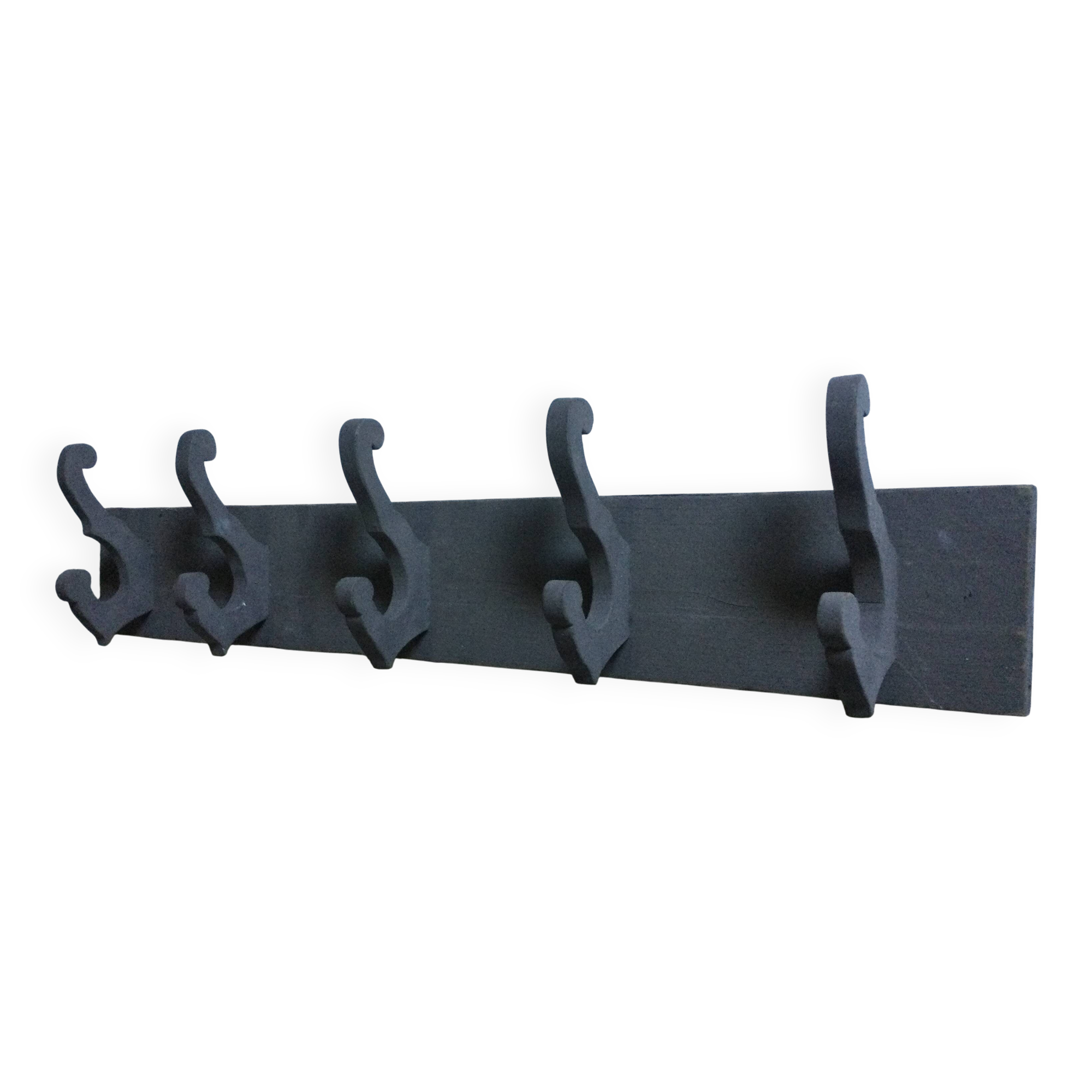 Porte manteau  ancien bois peint 5 patères