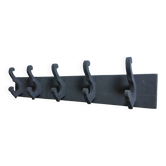 Antique painted wooden coat rack with 5 hooks.
