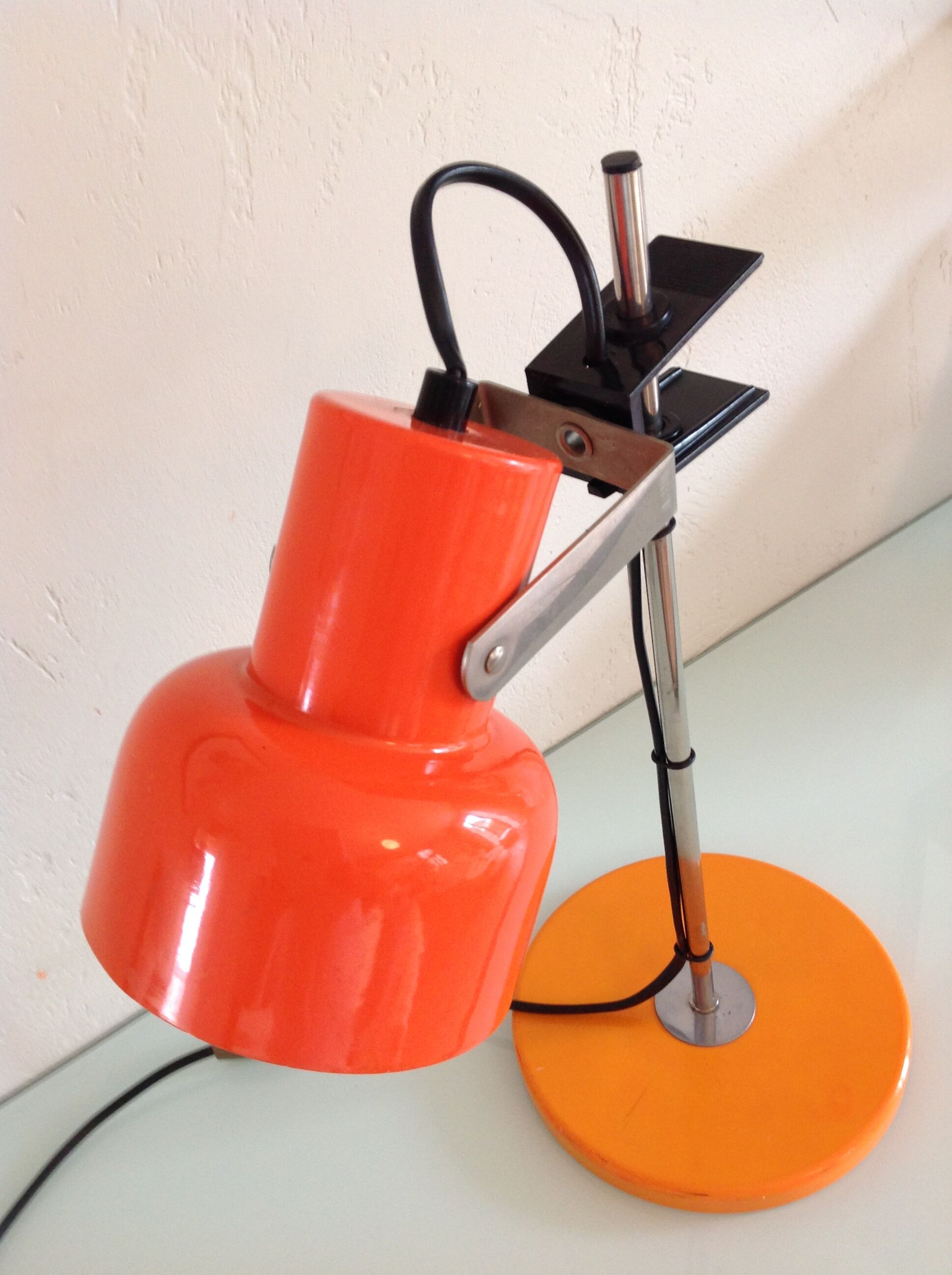 Sliding desk lamp orange vintage 70s