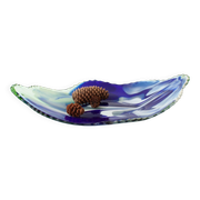 Vintage Leaf Design Glass Tray from Marinha Grande, 1960s