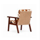 Fauteuil design vintage en bois et cuir de chèvre