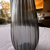 Salviati soliflore vase Aria Piccolo model in blue gray ribbed glass