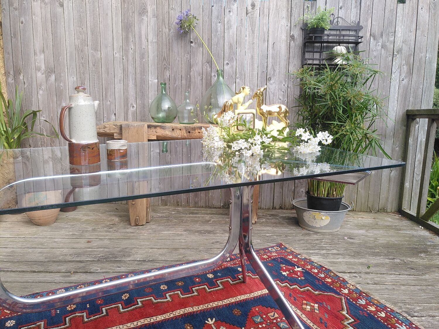 Chrome table with glass top 1960