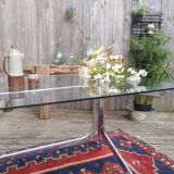 Chrome table with glass top 1960